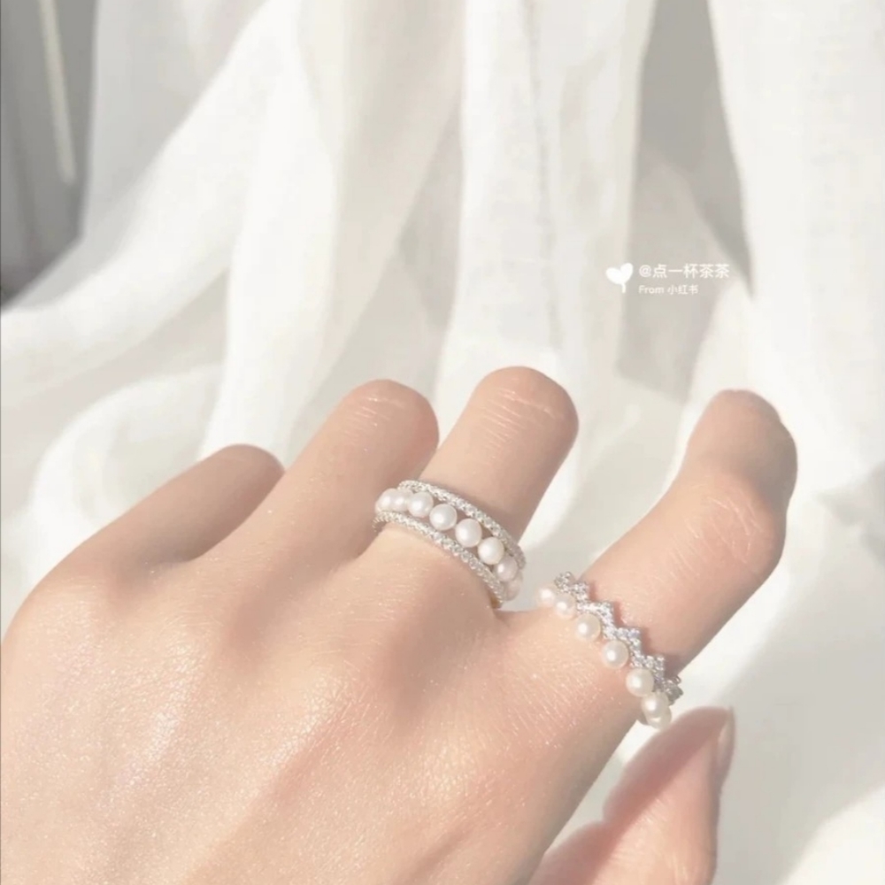 amp silver pearl ring - Picture 3 of 4